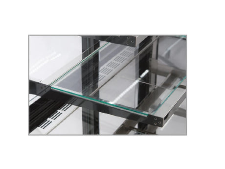 Regale: Sicherheitsglas, Edelstahlfront