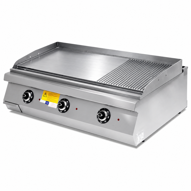 MRG.PLS.9IE032-K - Rekonstruierte Illustration: glatte und gerillte Grillplatte; Aufteilung nur schematisch