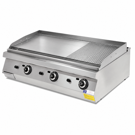 MRG.PLS.9IG032-K - Rekonstruierte Illustration: glatte und gerillte Grillplatte; Aufteilung nur schematisch