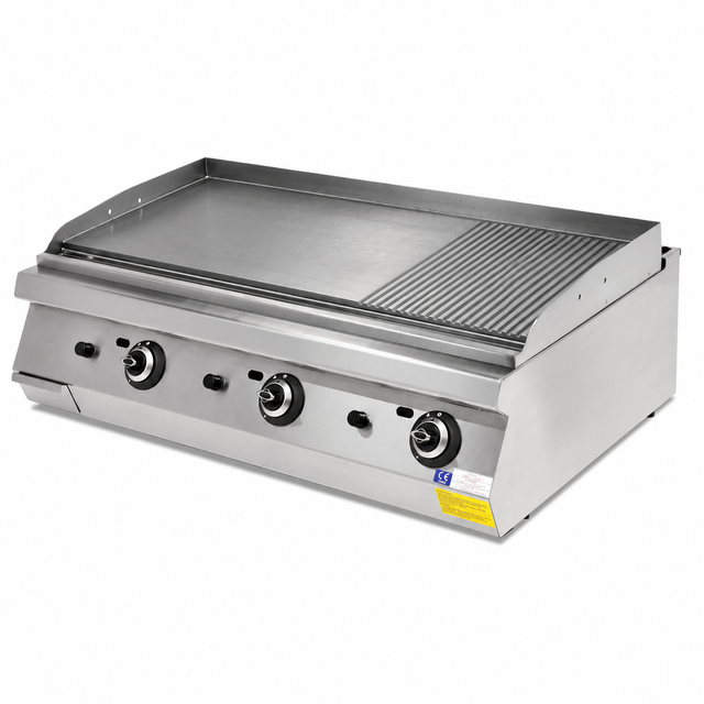 MRG.PLS.9IG032 - Rekonstruierte Illustration: glatte und gerillte Grillplatte; Aufteilung nur schematisch