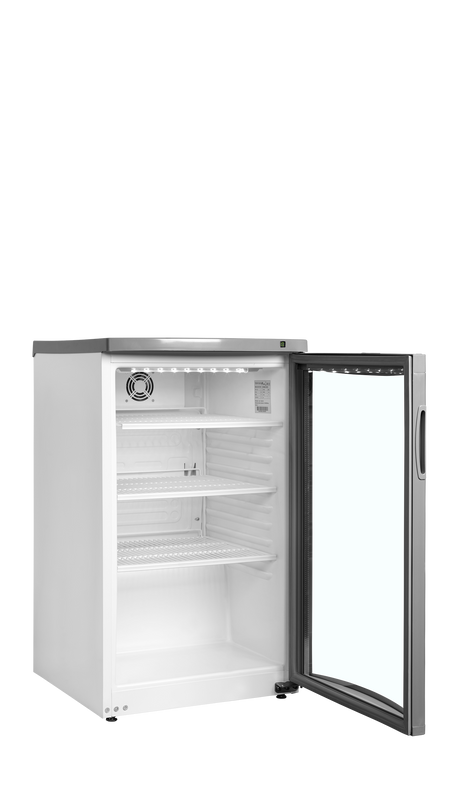 Getränkekühlschrank – 1 Glastür – 105 L – 503×567×850 mm – Weiß – +2 bis +10 °C - Innenansicht