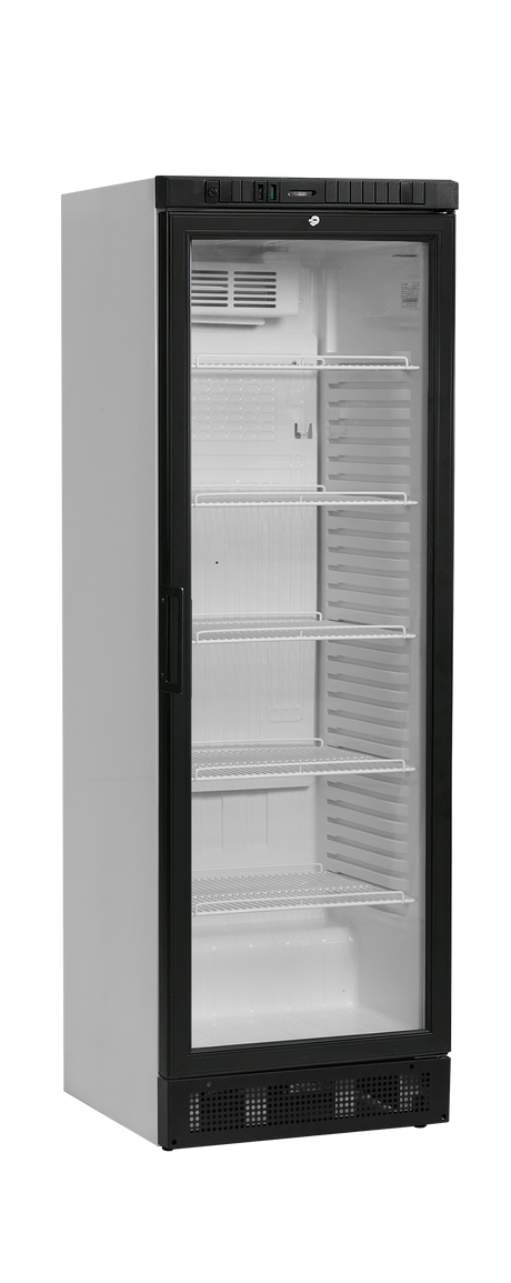 Getränkekühlschrank – 1 Glastür – 347 L – 595×640×1840 mm – Weiß – Türrahmen aus Aluminium – +2 bis +10 °C - Produktansicht