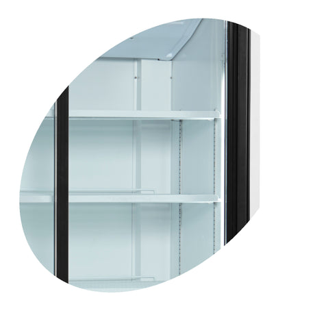 Verkaufskühlschrank – 2 Glasschiebetüren – 540 L – 1000×735×1990 mm – Weiß RAL 9016 – 5 Tragroste, weiß - Detail