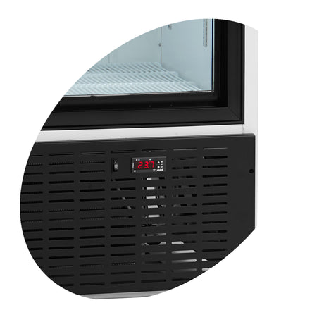 Verkaufskühlschrank – 2 Glasschiebetüren – 540 L – 1000×735×1990 mm – Weiß RAL 9016 – 5 Tragroste, weiß - Detail
