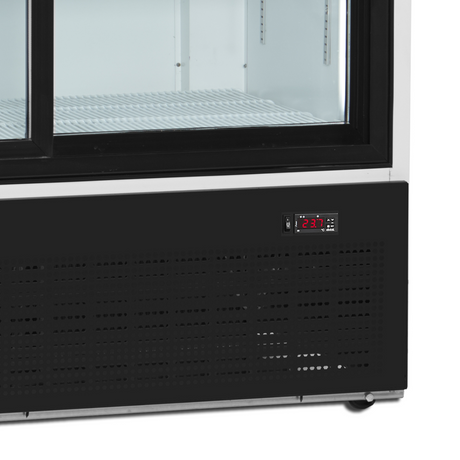 Verkaufskühlschrank – 2 Glasschiebetüren – 660 L – 1200×735×1990 mm – Weiß RAL 9016 – 5 Tragroste, weiß - Detail