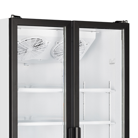 Verkaufskühlschrank – 2 Glastüren – 535 L – 890×740×1990 mm – Weiß RAL 9016 – 5 Tragroste, weiß - Detail