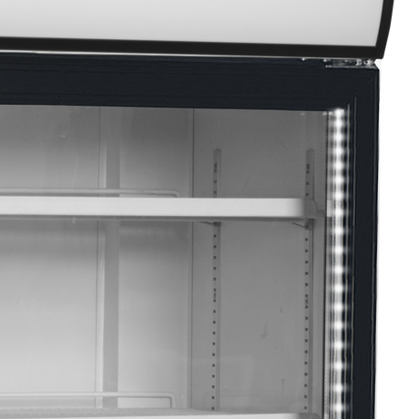 Verkaufskühlschrank – 2 Glastüren – 524 L – 1000×790×2000 mm – Weiß RAL 9016 – D-Form – 5 Tragroste, weiß - Detail