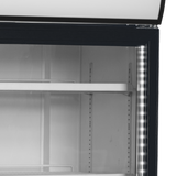 Verkaufskühlschrank – 2 Glastüren – 710 L – 1110×875×2010 mm – Weiß RAL 9016 – D-Form – 5 Tragroste, weiß - Detail