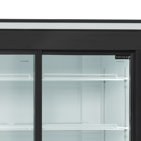 Verkaufskühlschrank – 2 Glasschiebetüren – 710 L – 1110×825×2010 mm – Weiß RAL 9016 – D-Form – 5 Tragroste, weiß - Detail