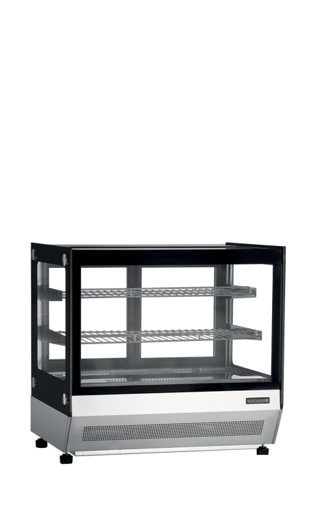 Kühltheke – 2 Glasschiebetüren – 67 L – 700×560×670 mm – Edelstahl / Glas - Produktansicht