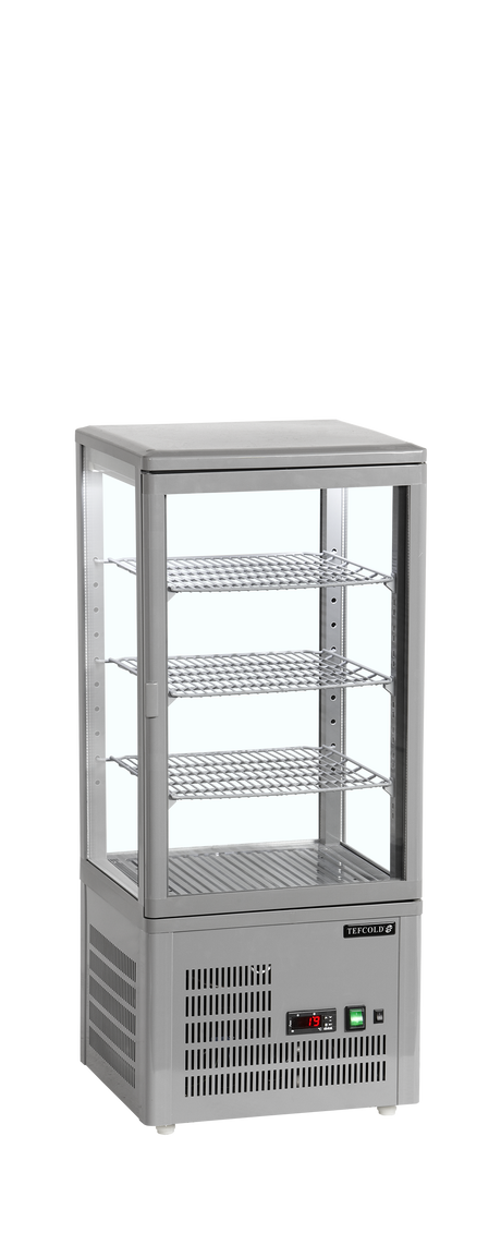Tisch-Kühlvitrine – 1 Glastür – 78 L – 428×386×1000 mm – Grau, ABS - Produktansicht