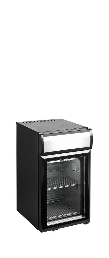 Tisch-Getränkekühlschrank – 1 Glastür – 22 L – 332×423×618 mm – Schwarz - Produktansicht