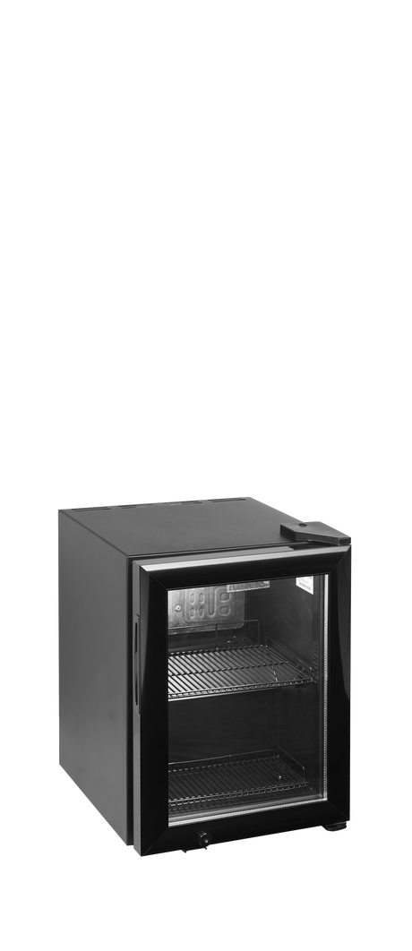 Tisch-Getränkekühlschrank – 1 Glastür – 20 L – 356×430×491 mm – Schwarz - Produktansicht