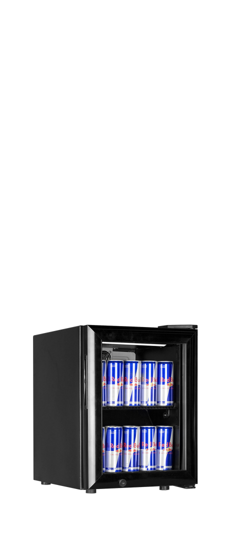 Tisch-Getränkekühlschrank – 1 Glastür – 20 L – 356×430×491 mm – Schwarz - Anwendungsbeispiel