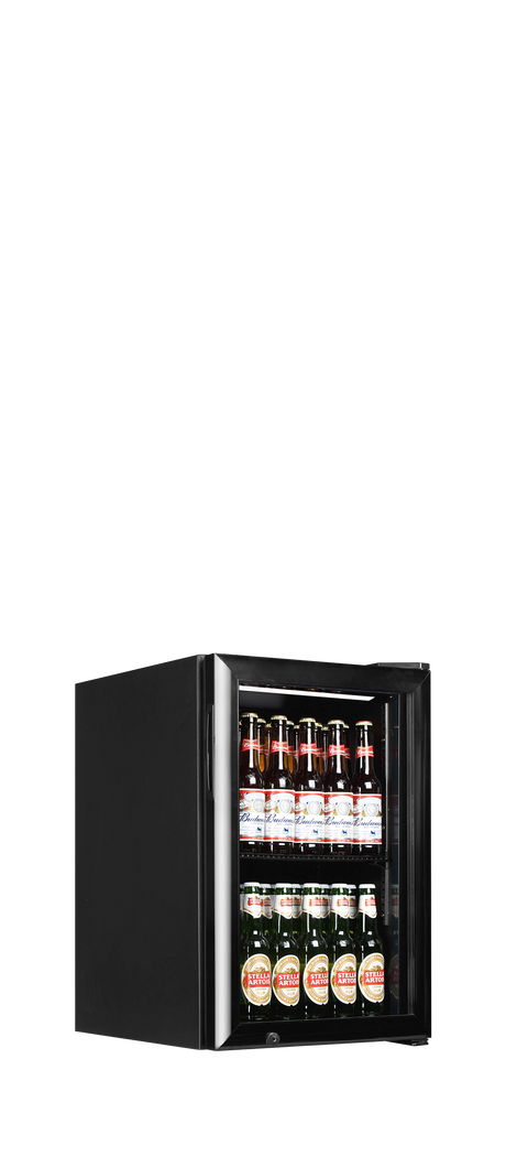 Tisch-Getränkekühlschrank – 1 Glastür – 58 L – 432×533×668 mm – Schwarz - Anwendungsbeispiel