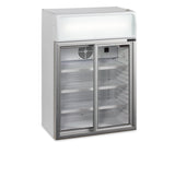 Tisch-Getränkekühlschrank – 2 Glasschiebetüren – 60 L – 655×390×930 mm – Weiß - Produktansicht