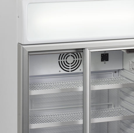 Tisch-Getränkekühlschrank – 2 Glasschiebetüren – 60 L – 655×390×930 mm – Weiß - Detail