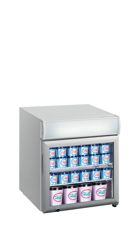 Tisch-Gefriervitrine – 1 Glastür – 48 L – 570×545×657 mm – Weiß - Anwendungsbeispiel