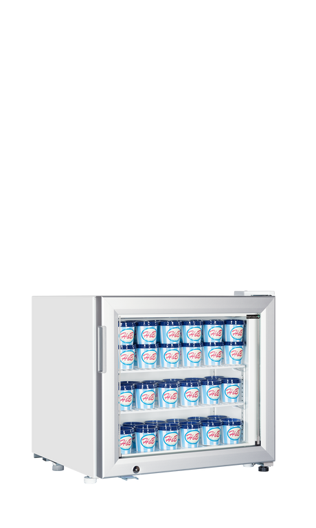 Tisch-Gefriervitrine – 1 Glastür – 48 L – 570×530×520 mm – Weiß - Anwendungsbeispiel