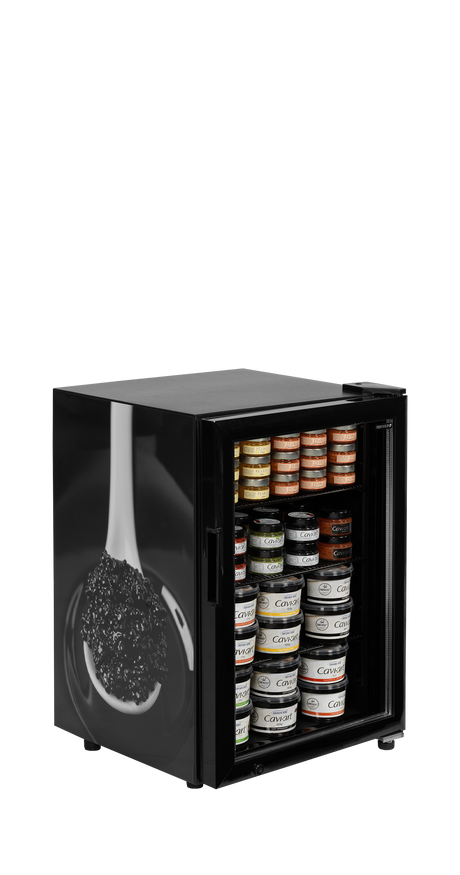 Kaviar-Kühlvitrine – 1 Glastür – 81 L – 515×542×750 mm – Schwarz - Weitere Ansicht