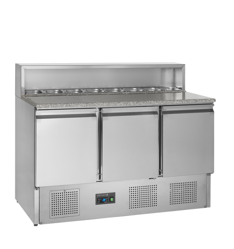 Pizzakühltisch – 3 Türen – 368 L – 1365×700×1100 mm – SS 304 - Produktansicht