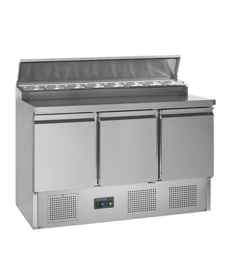 Sandwich-Kühltisch – 3 Türen – 320 L – 1365×700×950 mm – SS 304 - Innenansicht