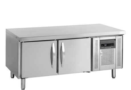 Unterbau-Kühltisch – 2 Türen – 170 L – 1360×700×670 mm – SS 304 - Produktansicht