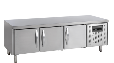 Unterbau-Kühltisch – 3 Türen – 262 L – 1795×700×670 mm – SS 304 - Produktansicht