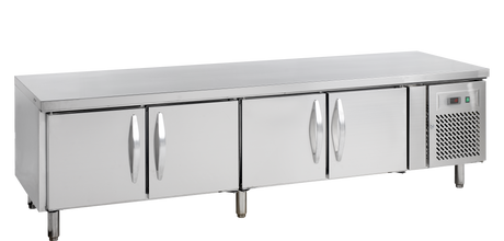 Unterbau-Kühltisch – 4 Türen – 350 L – 2230×700×670 mm – SS 304 - Produktansicht