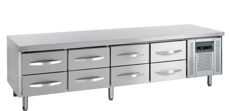 Unterbau-Kühltisch – 350 L – 2230×700×670 mm – SS 304 - Produktansicht