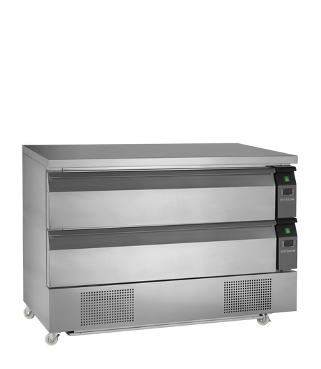 Kühl-/Tiefkühlunterbau mit Schubladen – 154 L – 1230×700×865 mm – SS 304 - Produktansicht