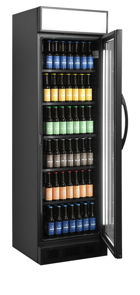 Getränkekühlschrank – 1 Glastür – 345 L – 595×645×1980 mm – Schwarz – +2 bis +12 °C - Innenansicht