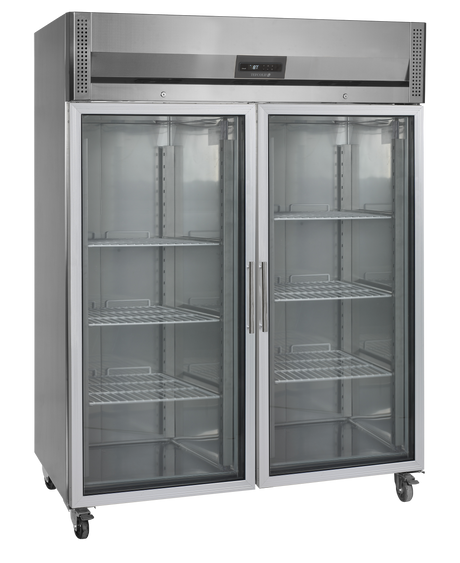 Gewerbekühlschrank – 2 Glastüren – 1325 L – 1480×850×2010 mm – SS 304 - Produktansicht