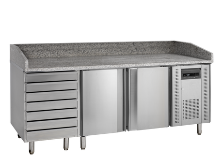 Pizzakühltisch – 2 Türen – 370 L – 2045×800×1000 mm – SS 304 - Produktansicht