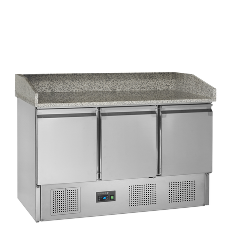 Pizzakühltisch – 3 Türen – 368 L – 1365×700×1045 mm – SS 304 - Produktansicht