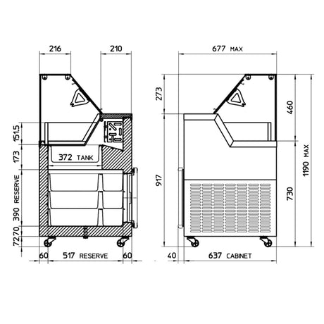 Speiseeisvitrine – 184 L – 1187×677×1190 mm – Anthrazit RAL 7016 - Weitere Ansicht