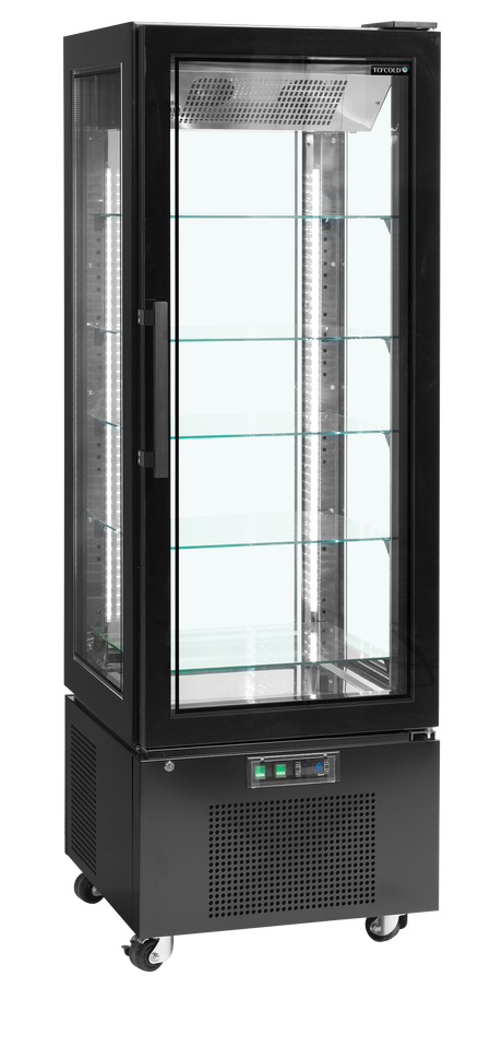Kühlvitrine – 1 Glastür – 248 L – 650×650×1950 mm – Schwarz / Glas - Produktansicht