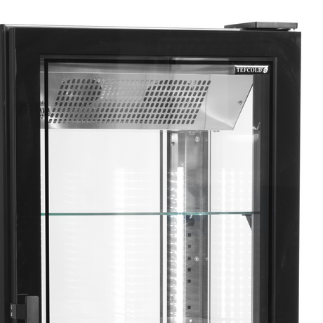 Verkaufsgefrierschrank – 1 Glastür – 248 L – 650×650×1950 mm – Schwarz / Glas – -22 bis -18 °C – 5 Glasablagen + Boden – 1000 W - Detail