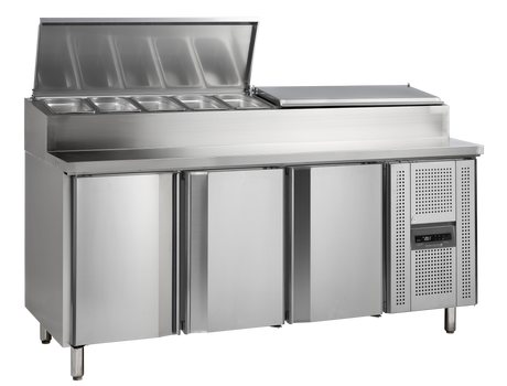 Sandwich-Kühltisch – 3 Türen – 407 L – 1795×700×1080 mm – SS 304 - Produktansicht