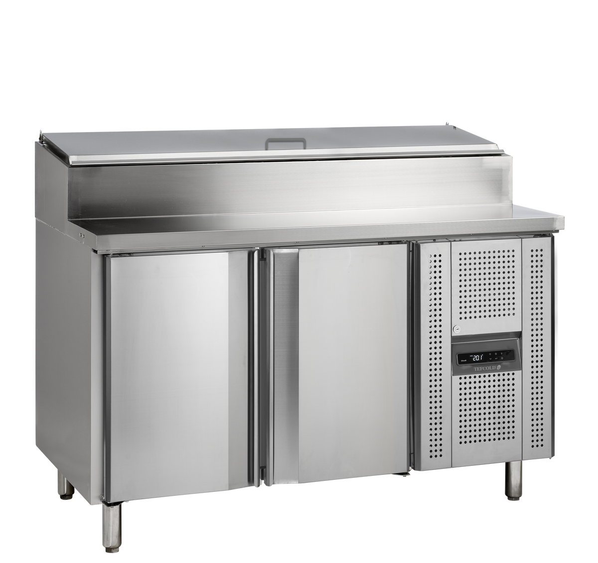 Sandwich-Kühltisch – 2 Türen – 297 L – 1360×700×1080 mm – SS 304 - Produktansicht