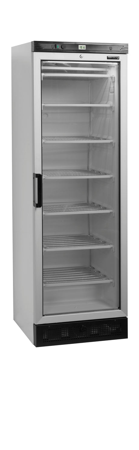 Verkaufsgefrierschrank – 1 Glastür – 270 L – 595×640×1840 mm – Weiß – -24 bis -14 °C – 6 Feste Gefrierablagen – 570 W - Produktansicht