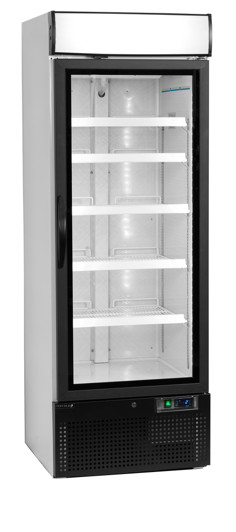 Verkaufskühlschrank – 1 Glastür – 412 L – 680×700×2022 mm – Weiß – D-Form – 5 Tragroste, weiß - Produktansicht