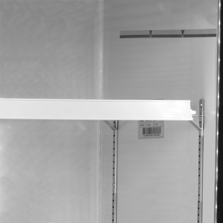 Verkaufskühlschrank – 1 Glastür – 412 L – 680×700×2022 mm – Weiß – D-Form – 5 Tragroste, weiß - Detail