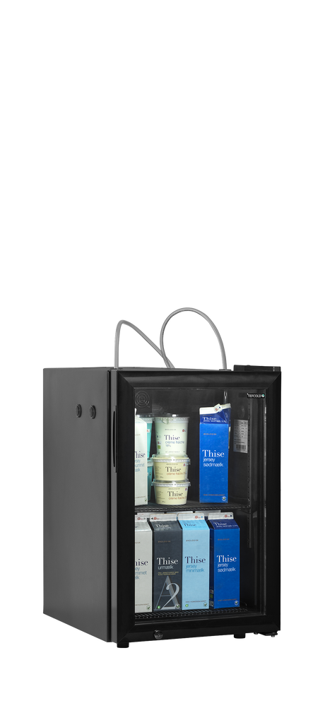 Milchkühlschrank – 1 Glastür – 58 L – 432×533×668 mm – Schwarz - Anwendungsbeispiel