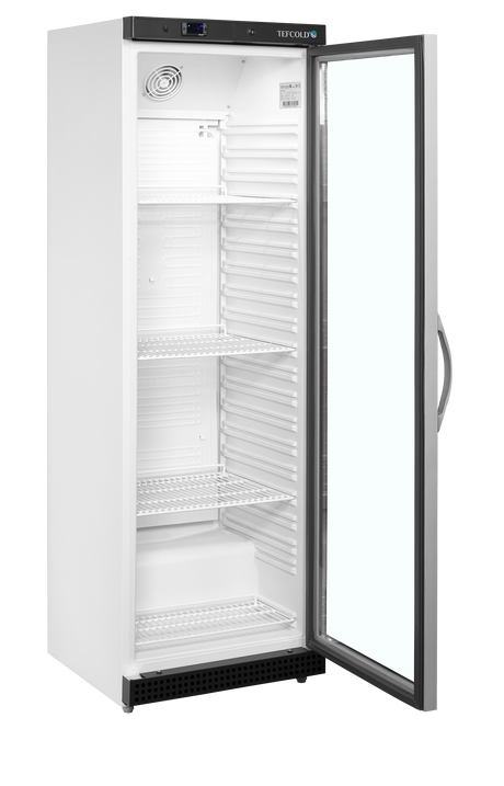 Verkaufskühlschrank – 1 Glastür – 350 L – 600×585×1855 mm – Weiß – 4 Tragroste, weiß - Innenansicht