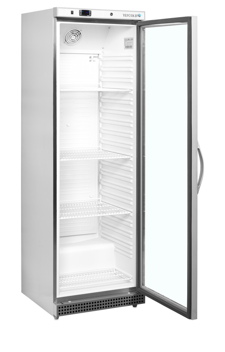 Verkaufskühlschrank – 1 Glastür – 350 L – 600×585×1855 mm – SS 430 – 4 Tragroste, weiß - Innenansicht