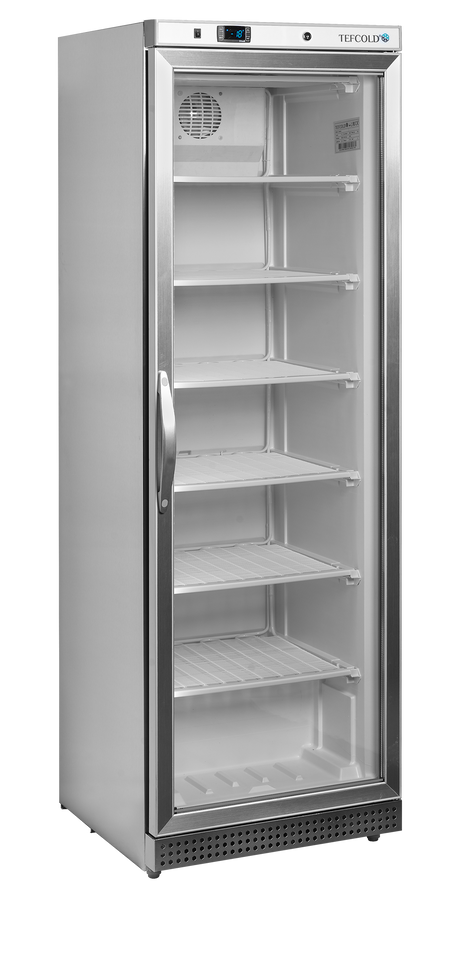 Verkaufsgefrierschrank – 1 Glastür – 340 L – 600×585×1855 mm – SS 430 – -24 bis -10 °C – 7 Feste Gefrierablagen – 380 W - Produktansicht