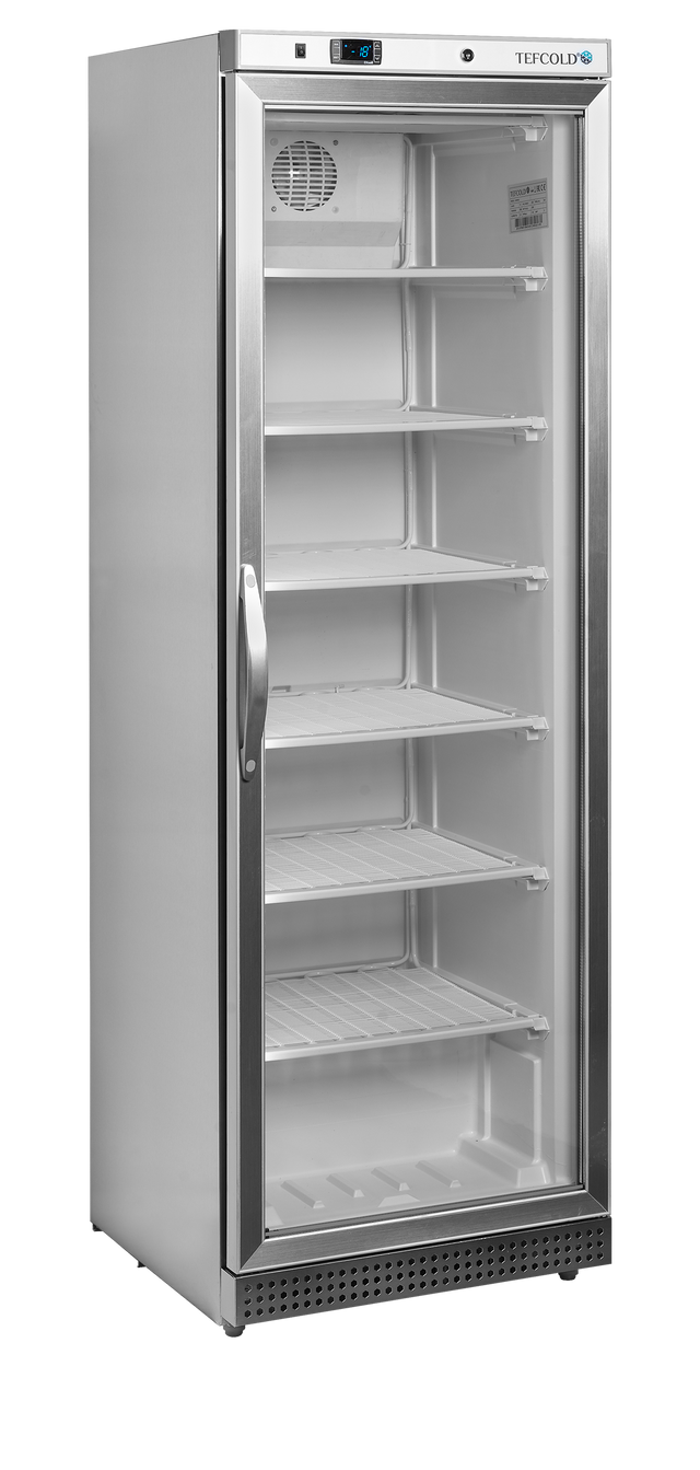 Verkaufsgefrierschrank – 1 Glastür – 340 L – 600×585×1855 mm – SS 430 – -24 bis -10 °C – 7 Feste Gefrierablagen – 380 W - Produktansicht