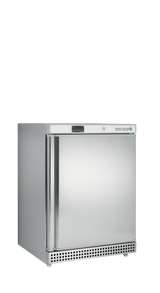 Gewerbegefrierschrank – 1 Tür – 120 L – 600×585×855 mm – SS 430 – 3 Tragroste, weiß - Produktansicht