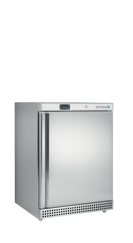 Gewerbegefrierschrank – 1 Tür – 120 L – 600×585×855 mm – SS 430 – 3 Tragroste, weiß - Produktansicht
